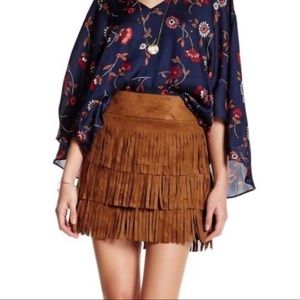 Cupcakes and Cashmere Suede Fringe Skirt